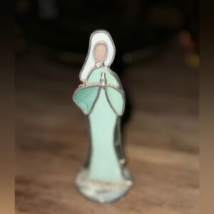 Elegant Green Stained Glass Angel Figure